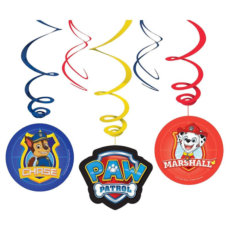 Paw Patrol Paper & Foil Swirl Decoration 6pcs