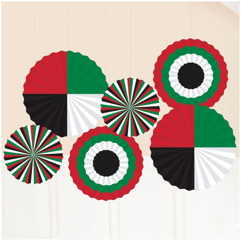 UAE Paper Fan Decorations - 6pcs