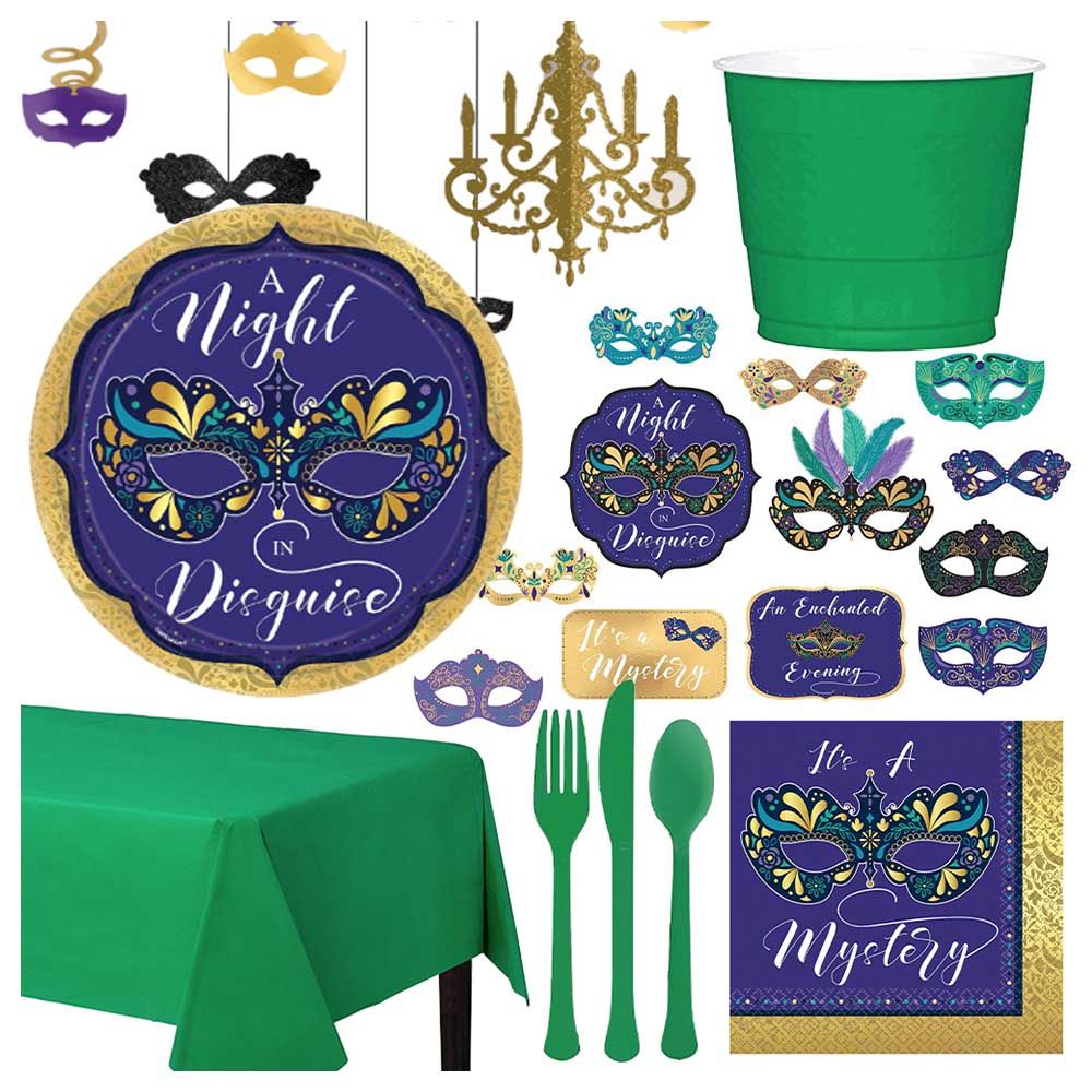 Party Center - Masquerade Tableware Supplies For 8 Guests