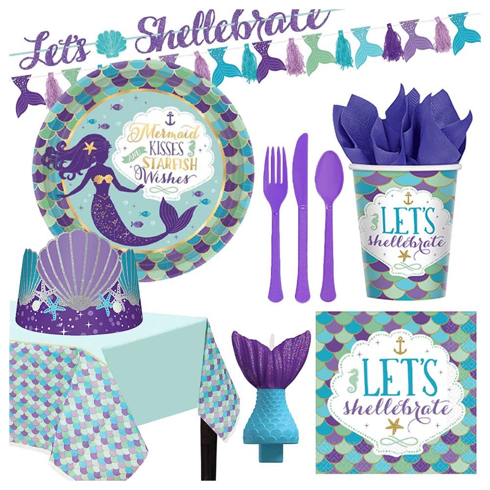 Party Center - Mermaid Wishes Tableware Supplies For 8 Guests