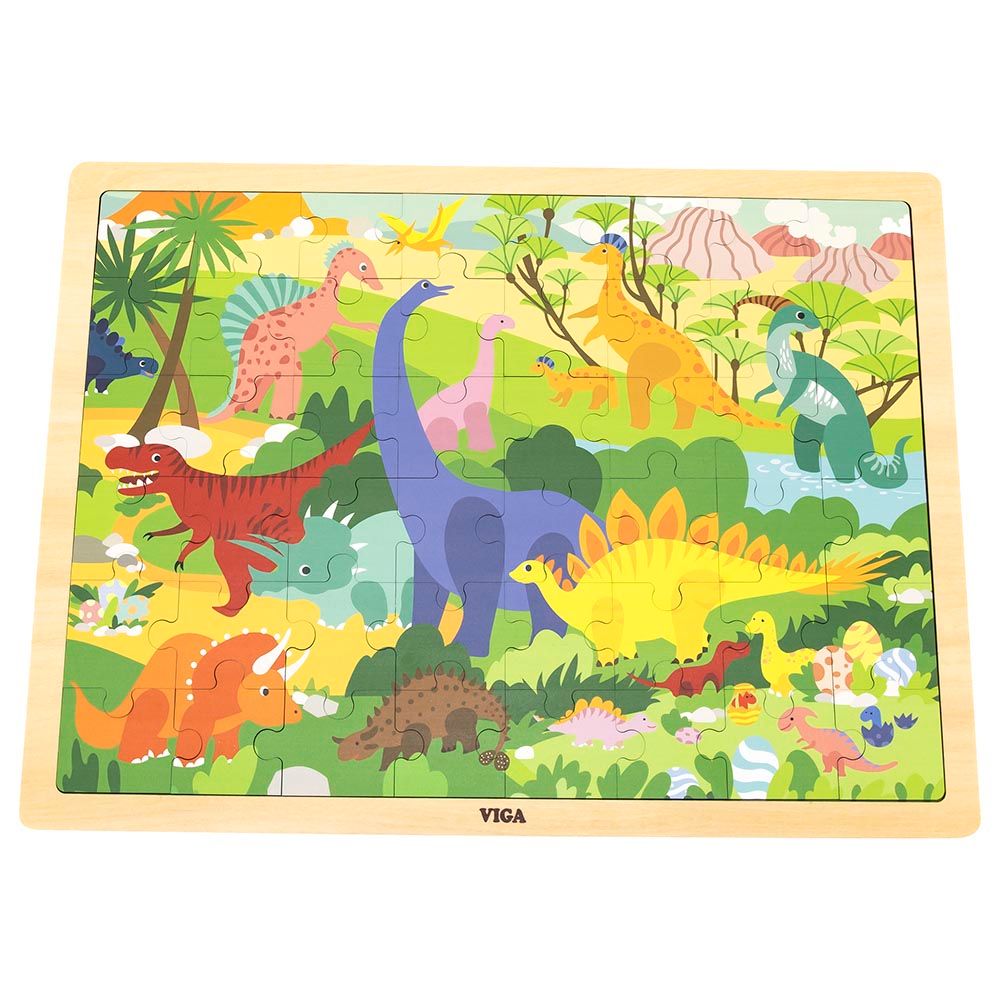 Viga - Wooden Dinosaur World Puzzle 48pcs