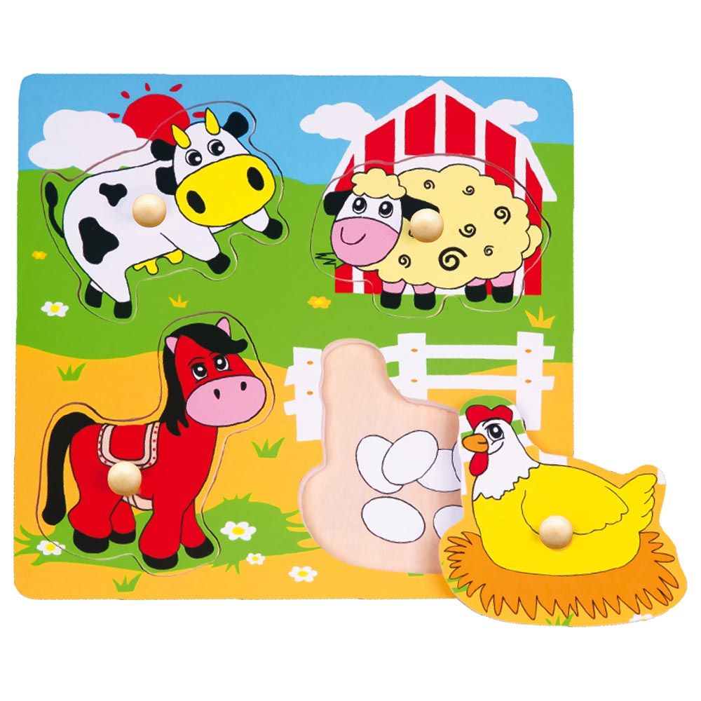 Viga - Wooden Flat Puzzle - Farm Animals