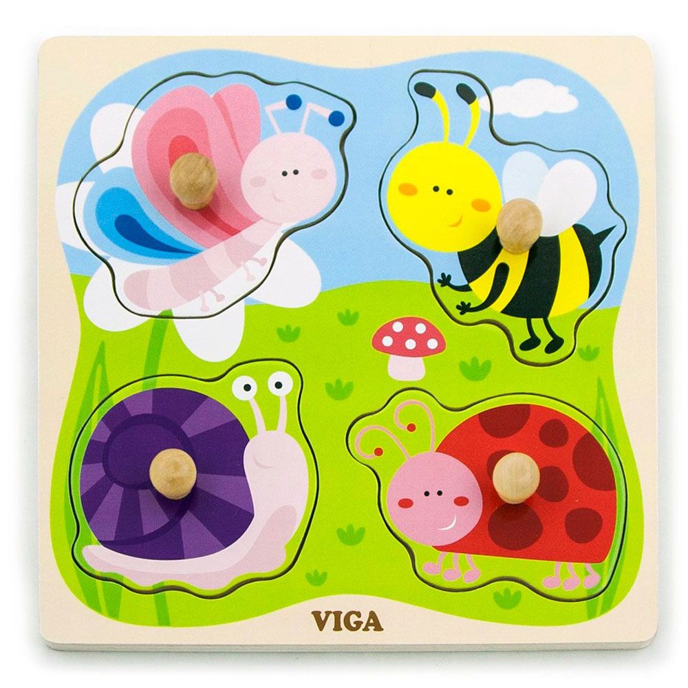 Viga - Big Wooden Knob Puzzle - Insect