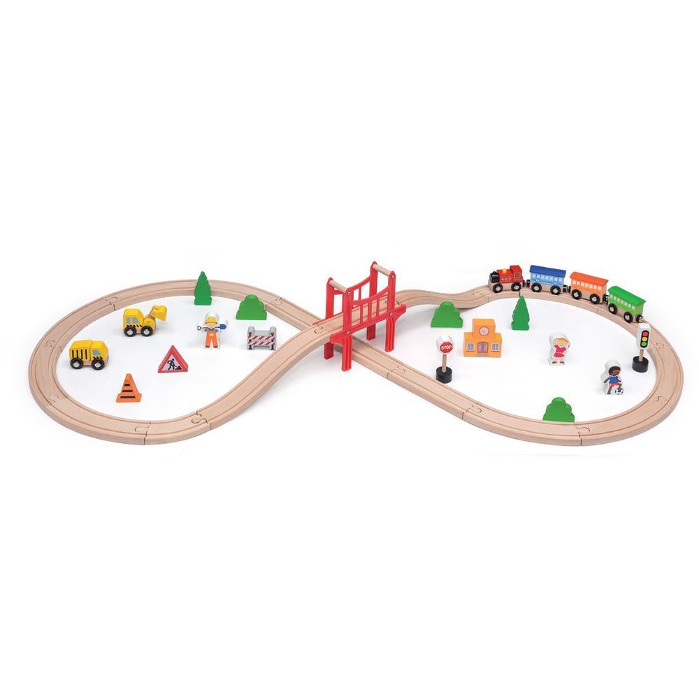 Viga - Wooden Train Set, 39pcs