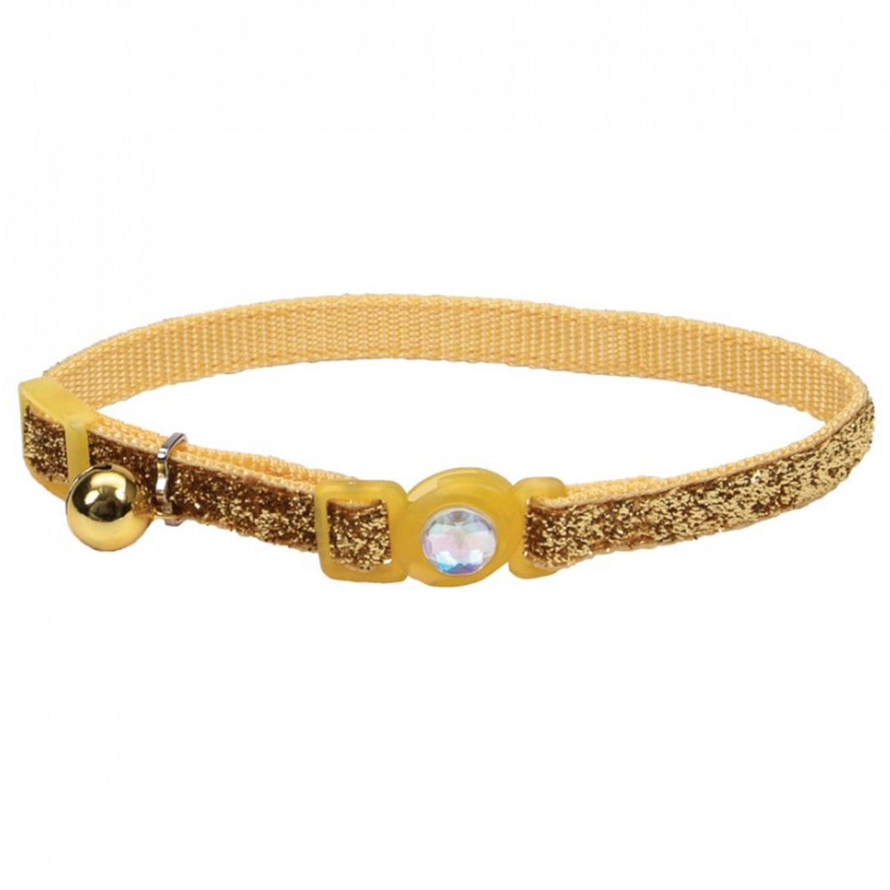 Coastal - 3/8" Safe Cat Jewel Buckle Glitter Collar - Gold