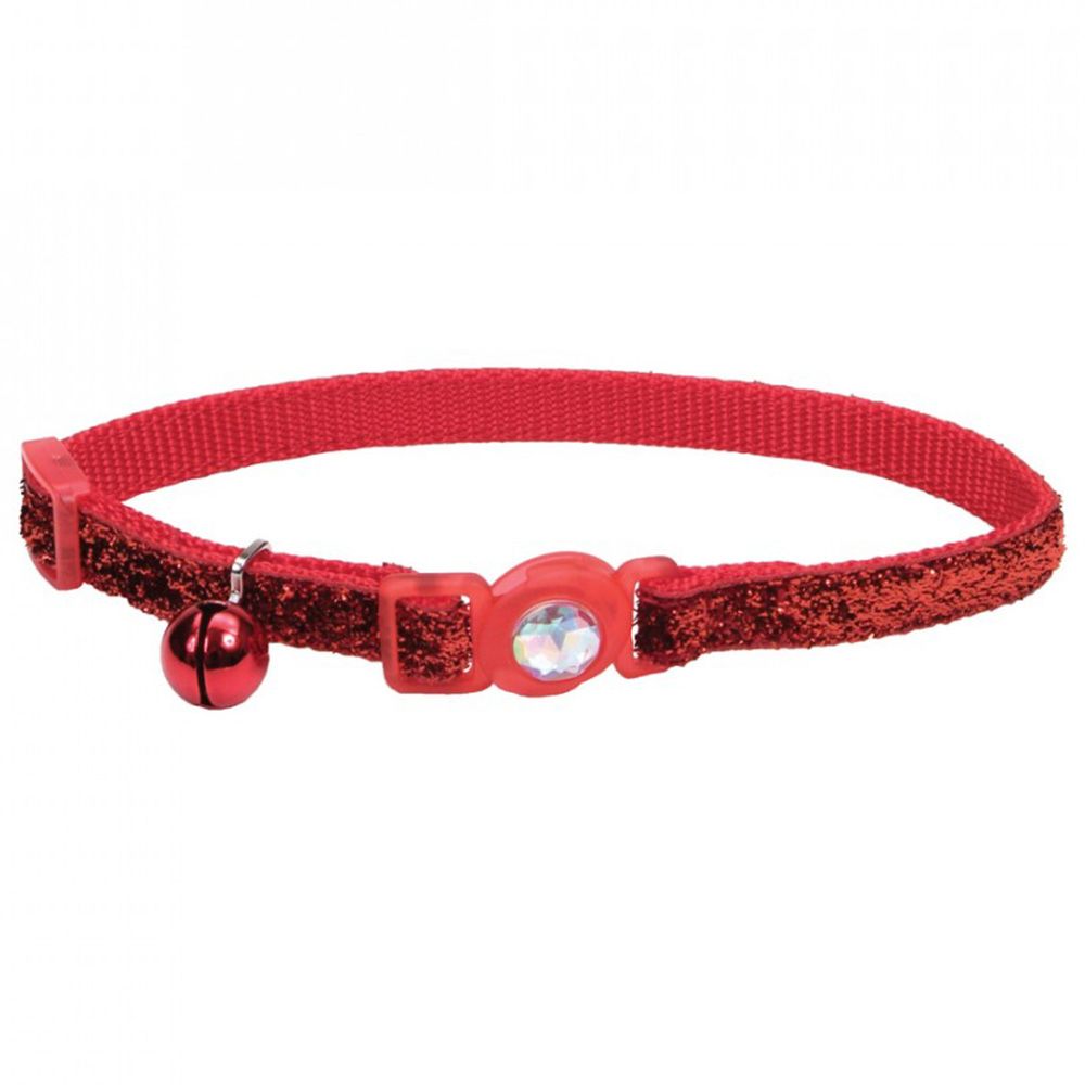 Coastal - 3/8" Safe Cat Jewel Buckle Glitter Collar - Red