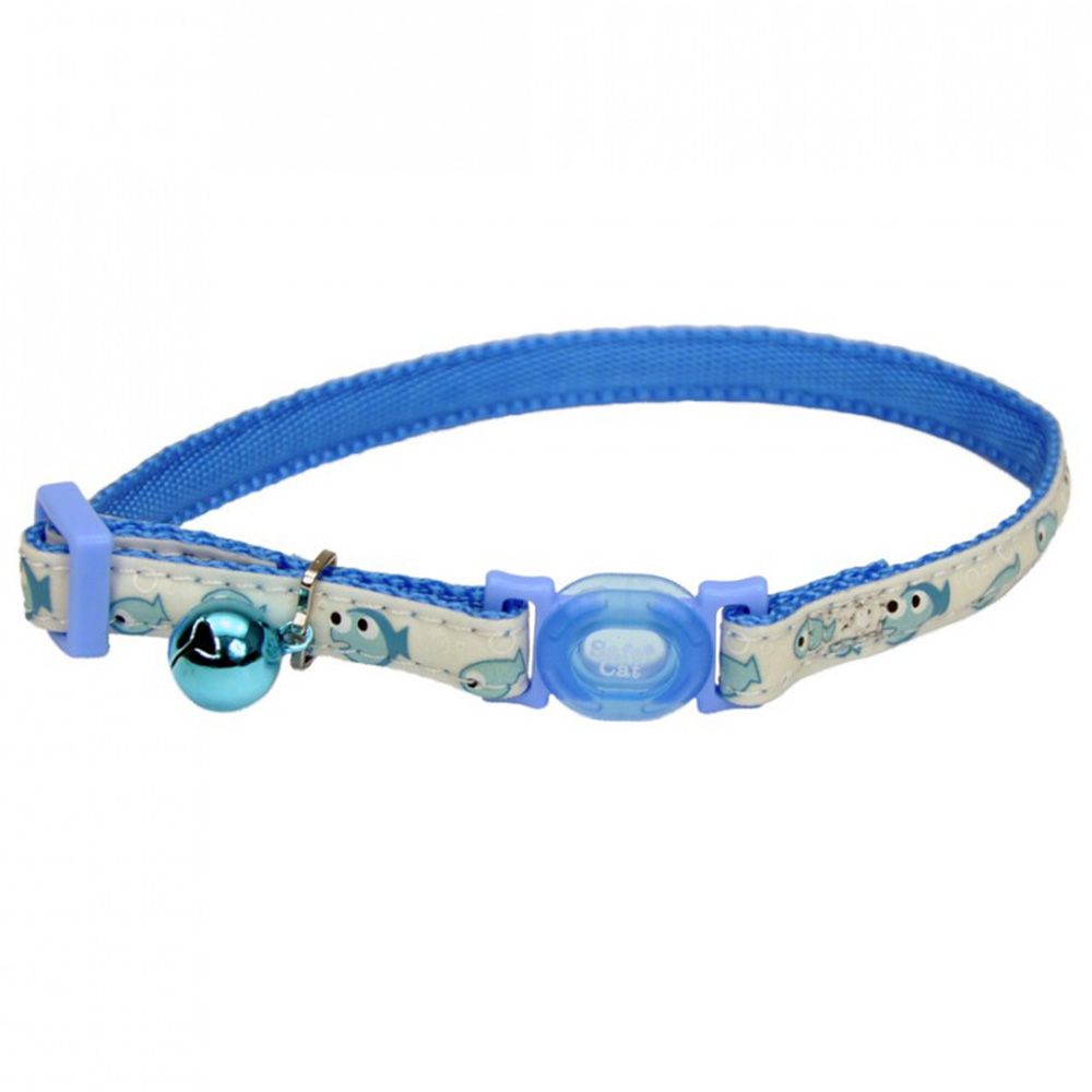 Coastal - 3/8" Safe Cat Glow In The Dark Collar - Blue