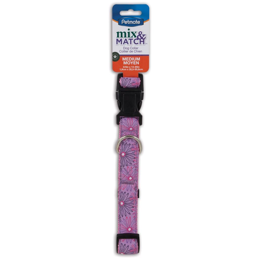 Petmate - Aspen Pet Ribbon Overlay Dog Collar 3/4"X14-20" - Dots Pink