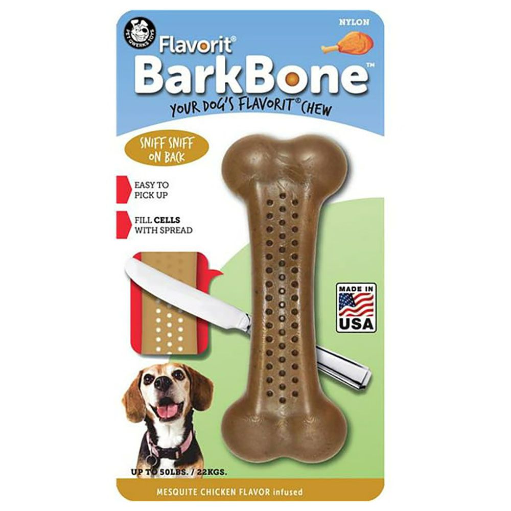 Petmate - Pet Qwerks Barkbone Flavorit - Mesquite Chicken - Brown