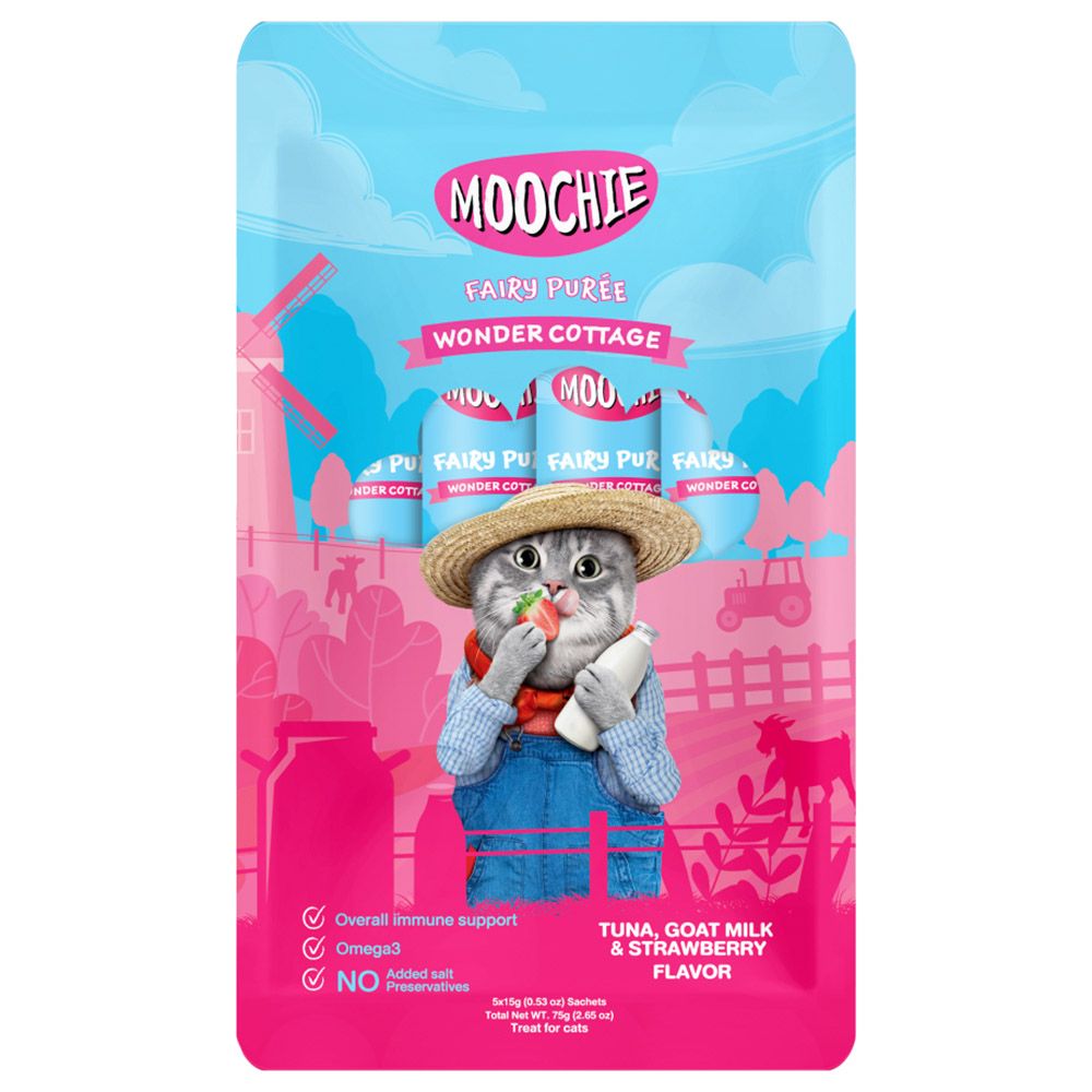 Moochie - Wonder Cottage Tuna Treat - Goat Milk & Strawberry - 15g