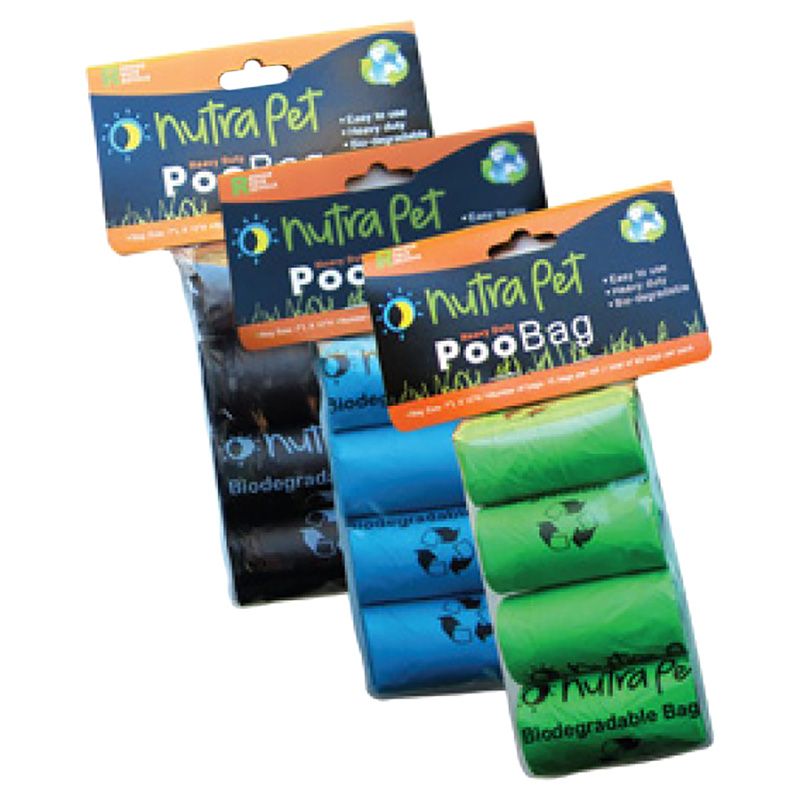 Nutra Pet Poo Bags 8 Rolls With Header Card - Black