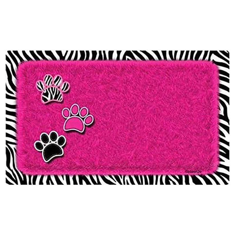 Drymate - Mat For Dogs & Cats - Pink With 3 Paws / Zebra Border