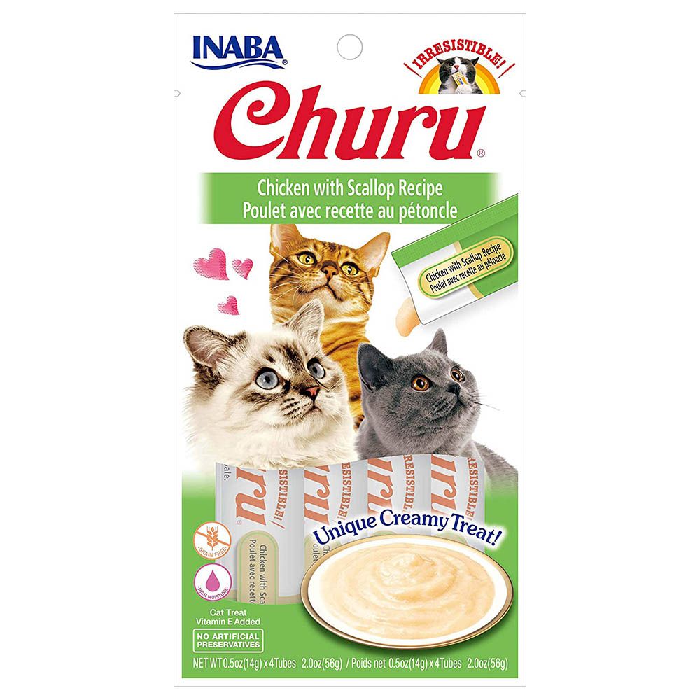 Inaba - Churu Chicken Sticks w/ Scallop for Cats - 56G - Pack Of 4