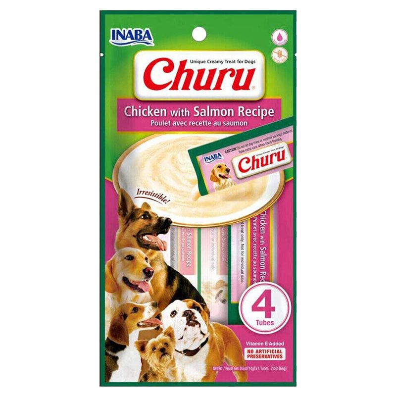 Inaba - Churu Chicken w/ Salmon Sticks Recipe For Dog - 56G - Pack Of 4