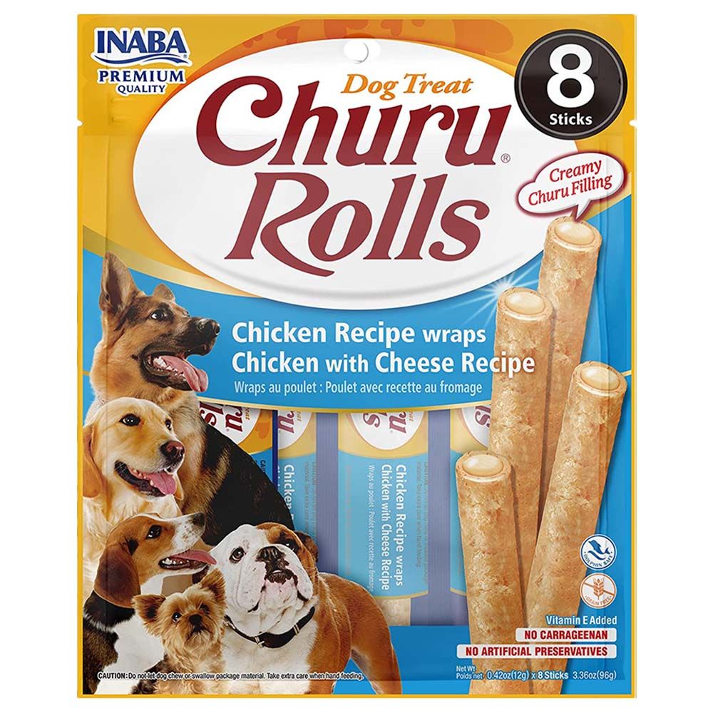 Inaba - Churu Chicken Wraps w/ Cheese Recipe For Dog - 96G - Pack Of 8