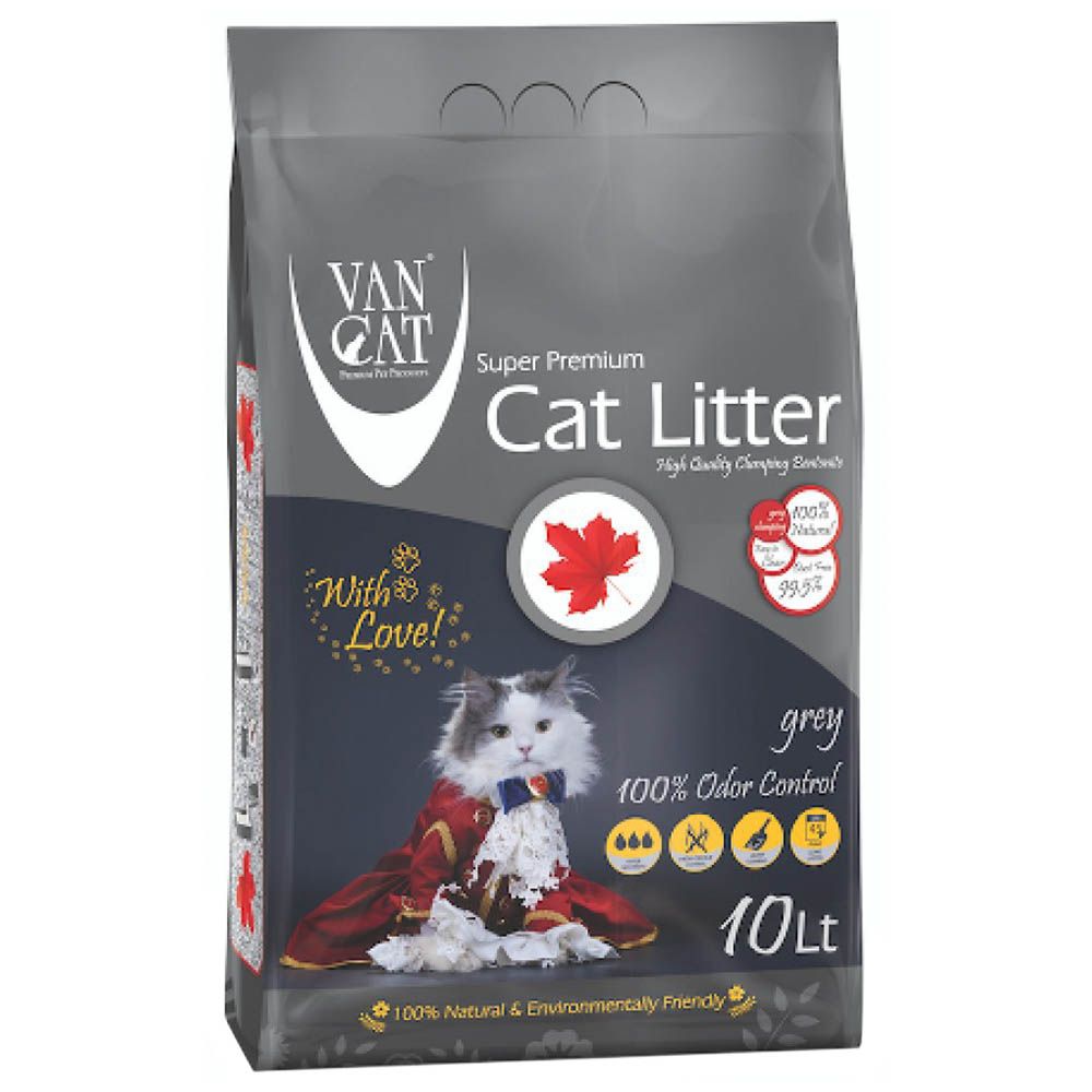 Vancat - White Clumping Bentonite Cat Litter 10kg - Grey