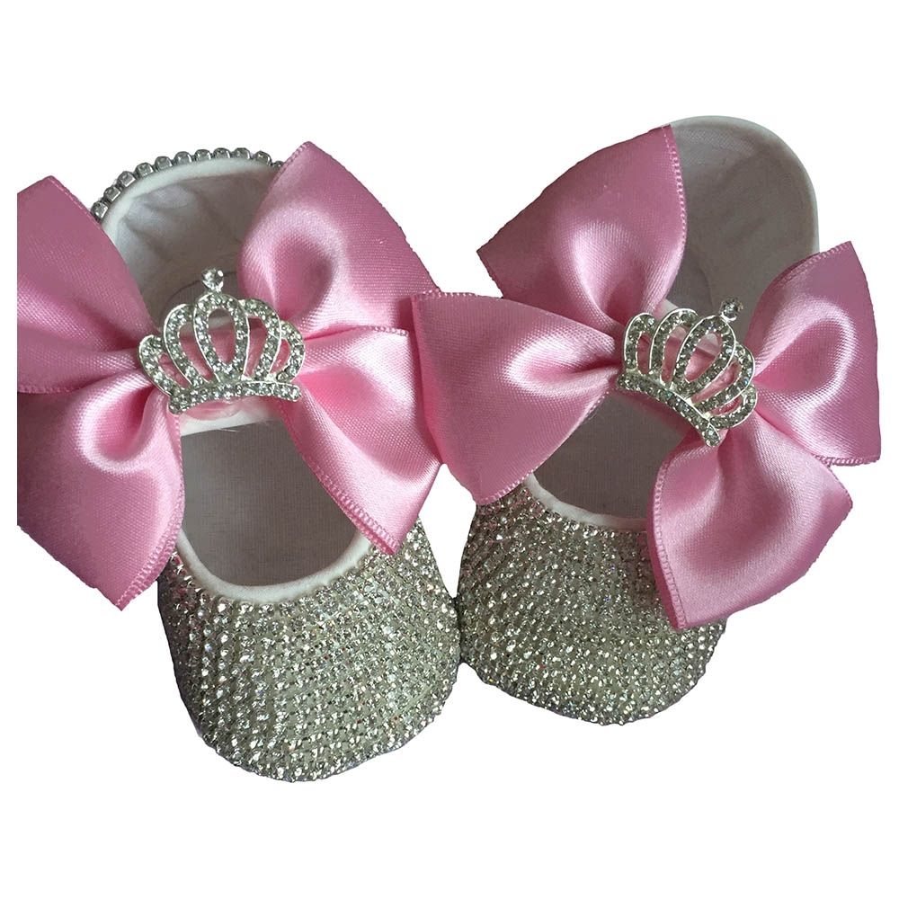 Mini Plum - Crystals Crown Charm Shoes - Pink