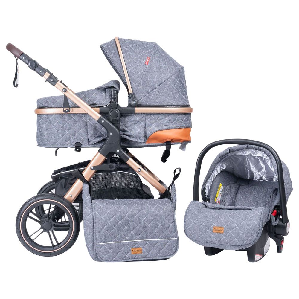 Belecoo - Fold-To-Half Luxury 3-In-1 Travel System - Grey