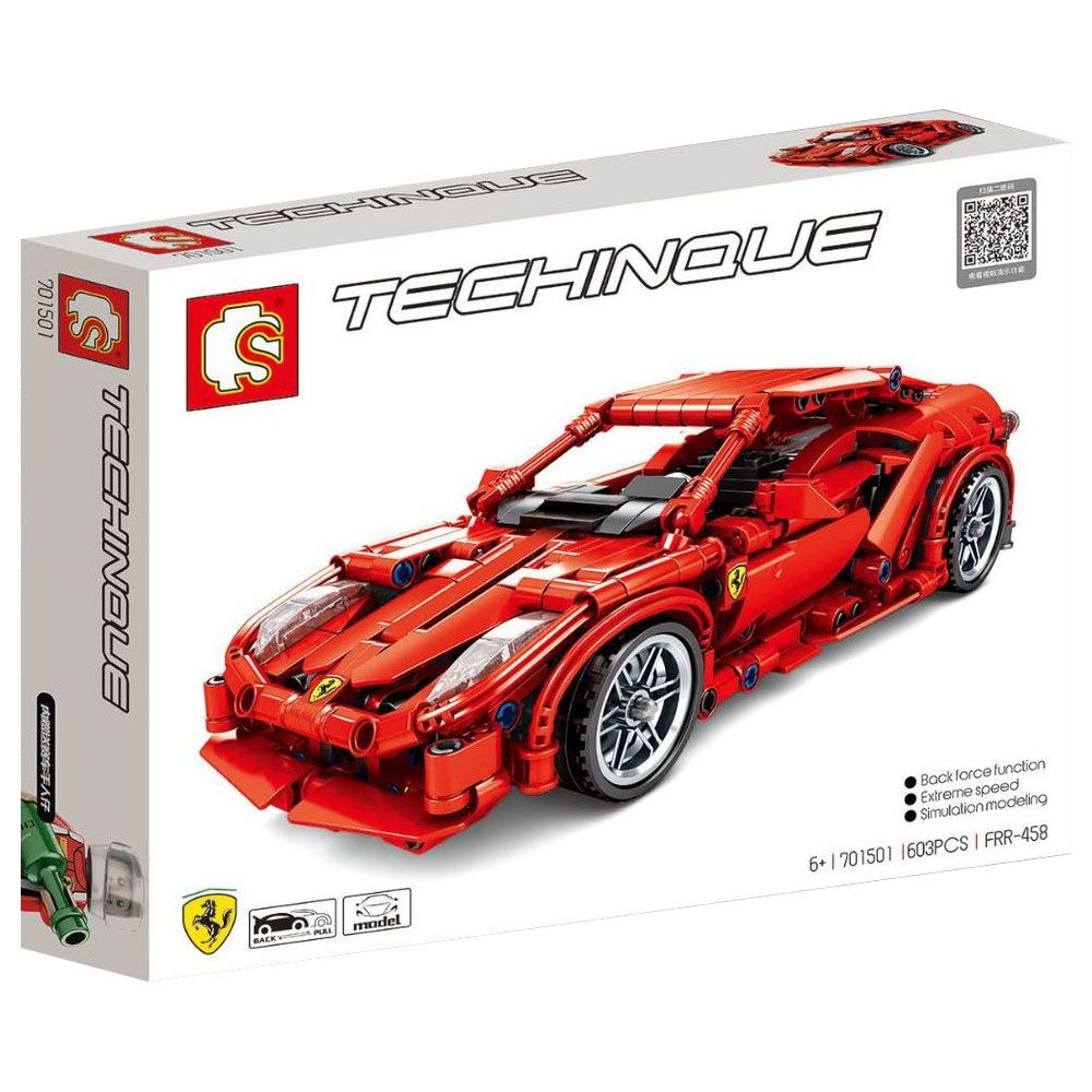 Sembo - Frr458 Car Building Blocks - 603+ Pcs - Red