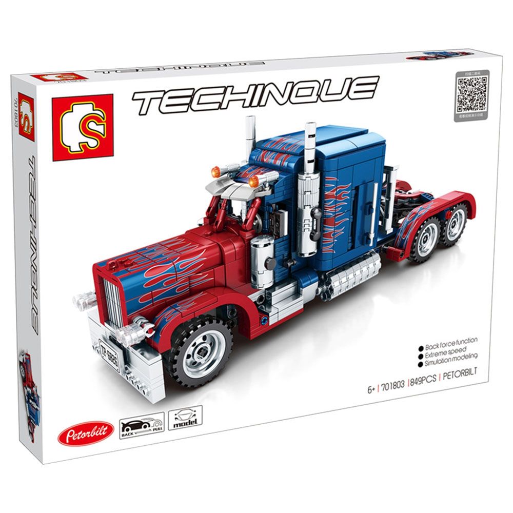 Sembo - Petorbilt Truck Building Blocks - 849+ Pcs - Blue