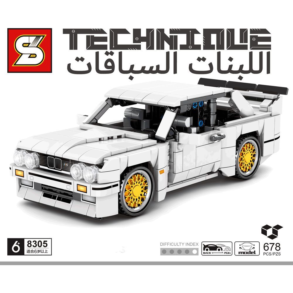 Sembo 8305 - Sport E30 Car Building Blocks - 678 Pcs - White