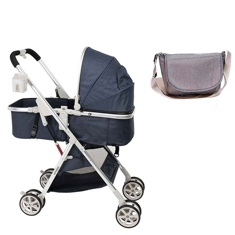 Uniqoo - 6 Premium Portable Pram W/ Diaper Bag  - Blue