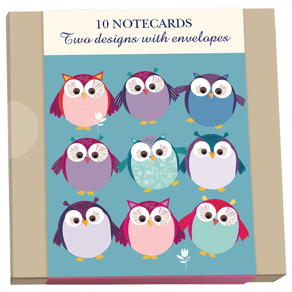 Otter House - Square Notecard Pack (10-in) - Owls - Green