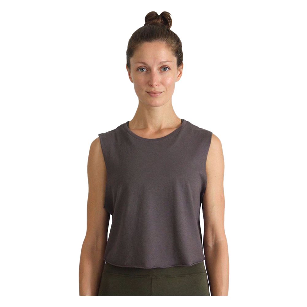 Rumi - Sun Air Cropped Muscle Tank - Graphite