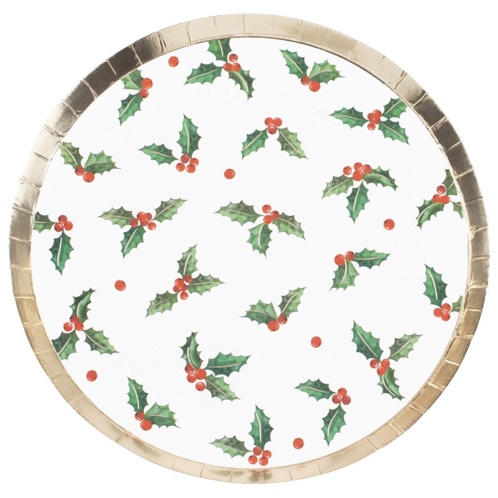 Ginger Ray - Traditional Touches Merry Christmas Paper Plate - 8pcs - Green