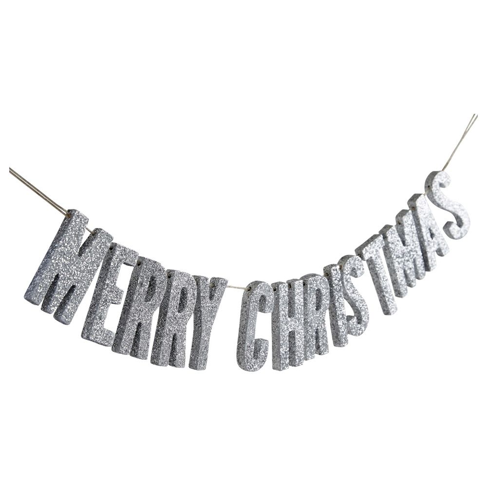 Ginger Ray - Metallics Merry Christmas Wooden Bunting - Silver