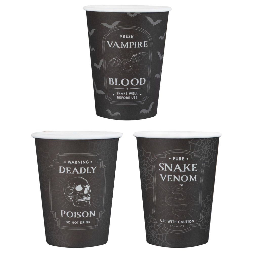 Ginger Ray - Potion Labels Paper Cups - 8pcs - Black