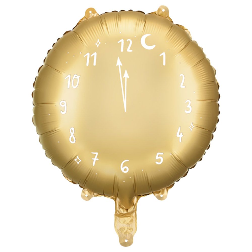 Party Deco - Foil Balloon - Clock - Gold