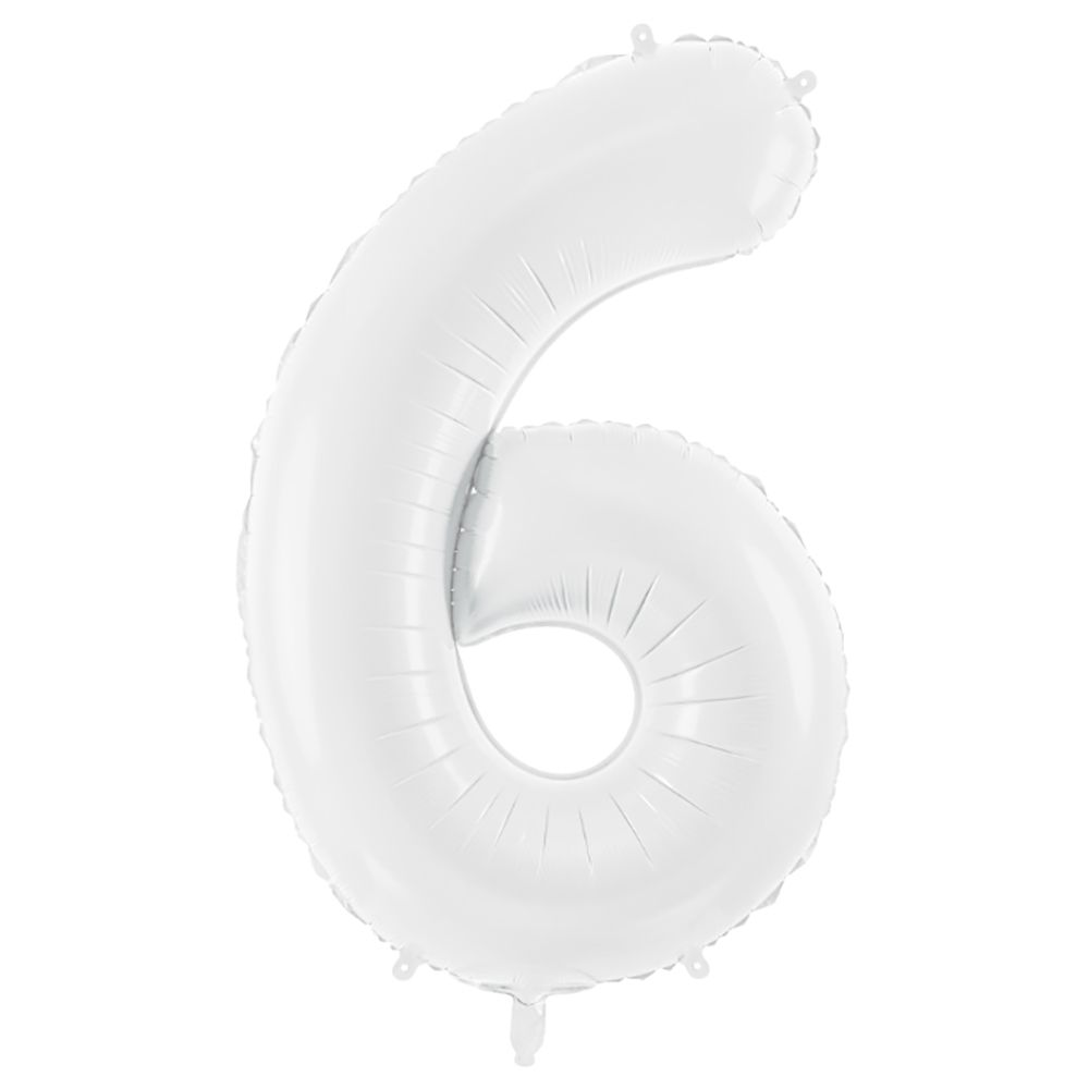 Party Deco - Foil Balloon Number 6 - White