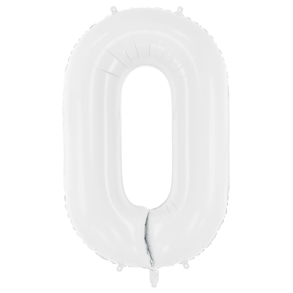 Party Deco - Foil Balloon Number 0 - White