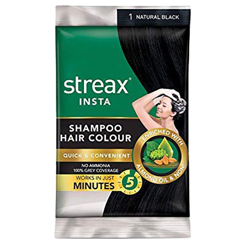 Streax - Insta Shampoo Hair Colour 25ml - Natural Black