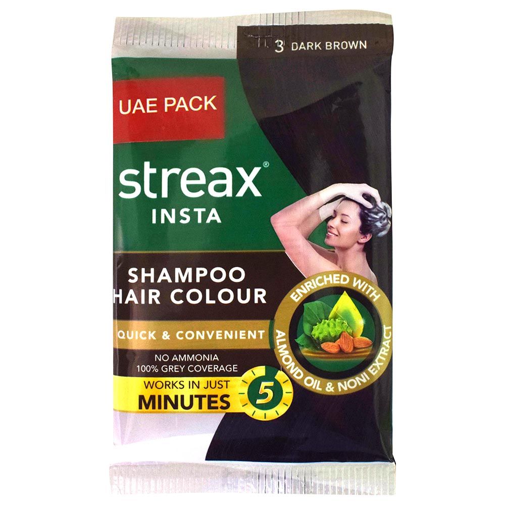 Streax - Insta Shampoo Hair Colour 25ml - Dark Brown Sachet