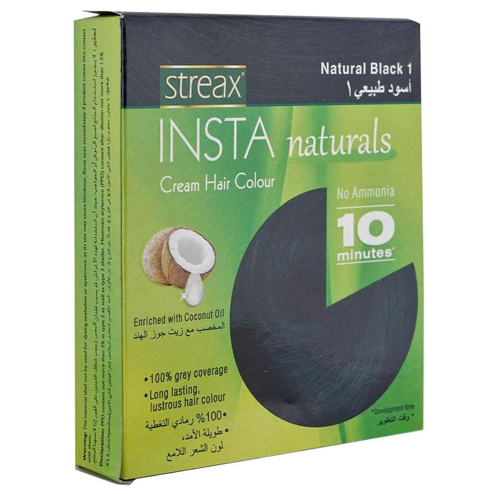 Streax - Insta Cream Hair Colour Natural Black 15ml