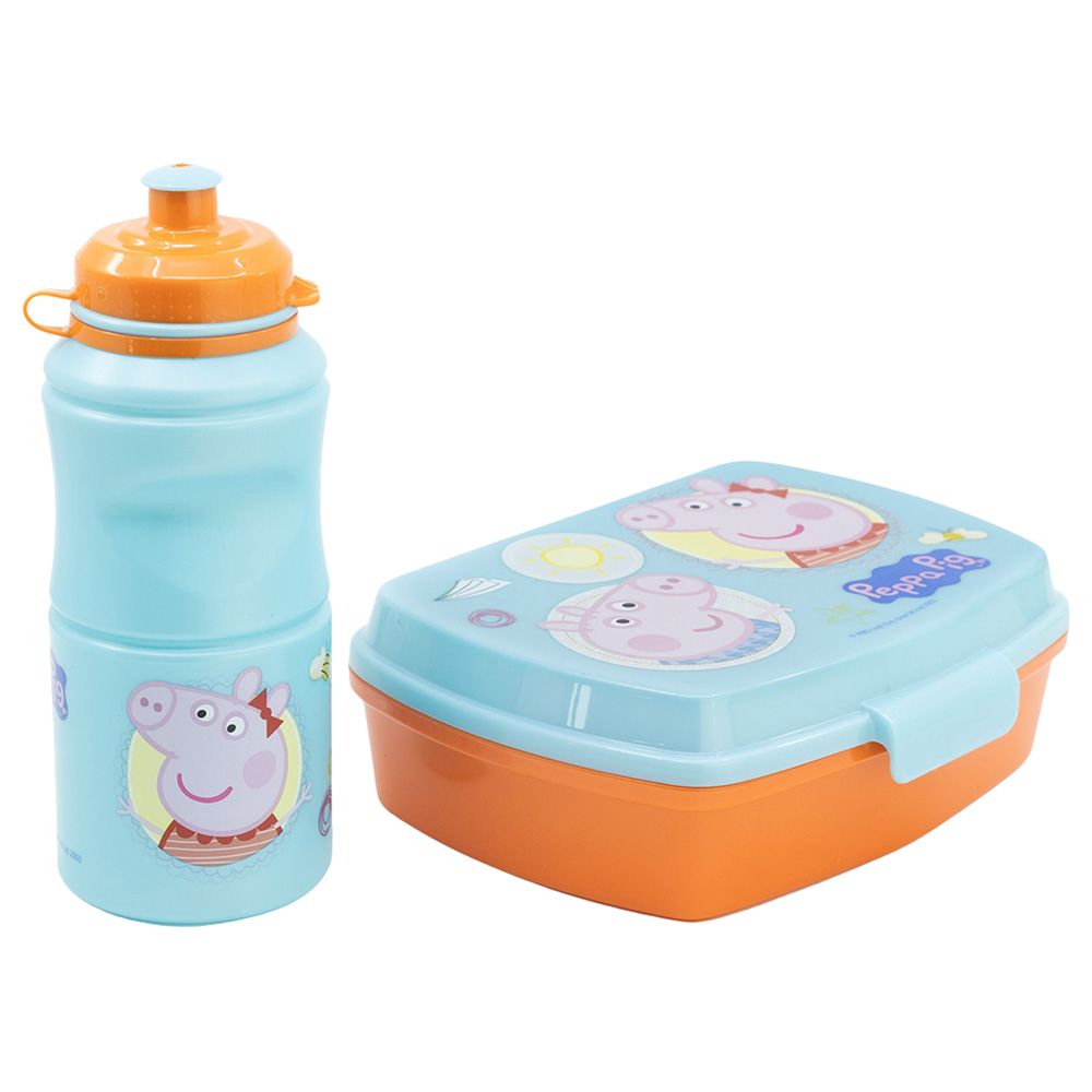 Stor - Peppa Pig Core Lunch Box & Bottle Set