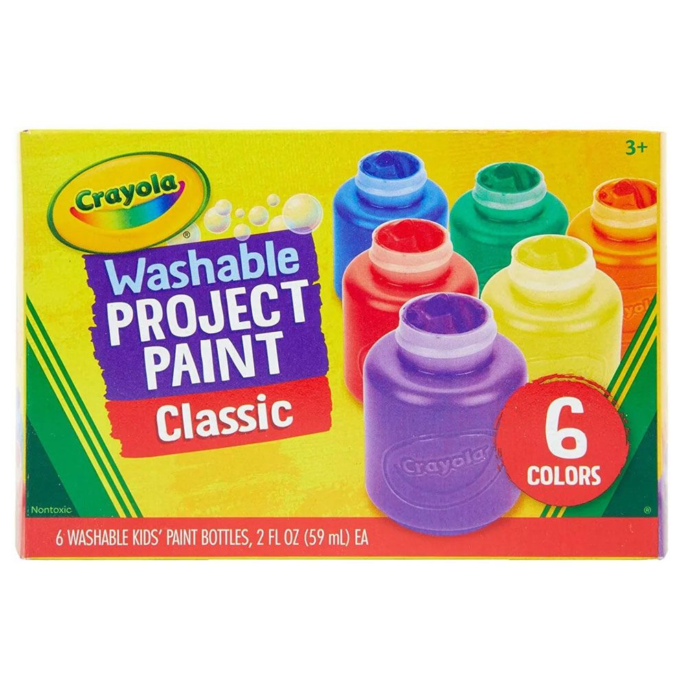 Crayola 6 Washable Kids' Paint 2oz. Bottles Assorted Colors