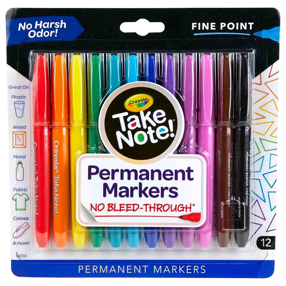 Crayola - Water Based Permanent Markers - 12pcs