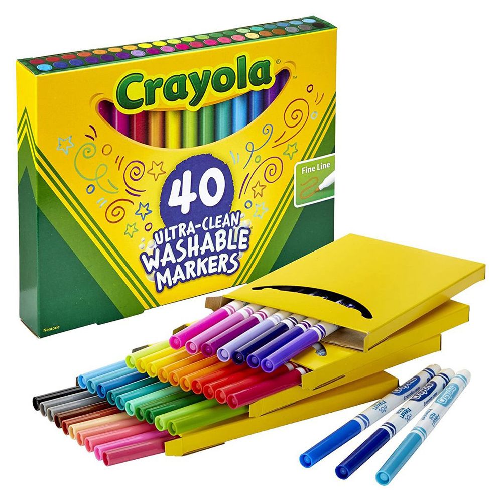 Crayola - 40 Ct Ultra Clean Washable Assorted Fine Line Colormax Markers