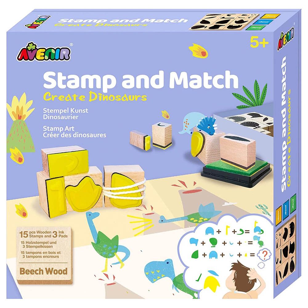 Avenir - Stamp & Match Craft Kit - Create Dinosaurs