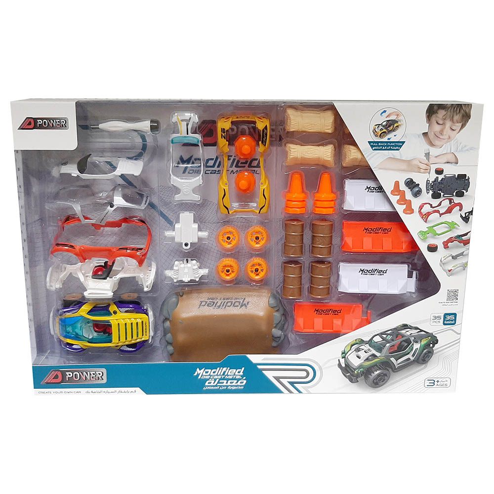 D-Power - 1:32 DIY Race Car - 35 pcs - Orange