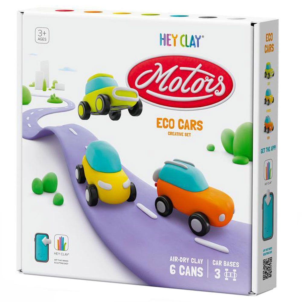 Hey Clay - Eco Cars Air Dry Clay Kit - 6pcs