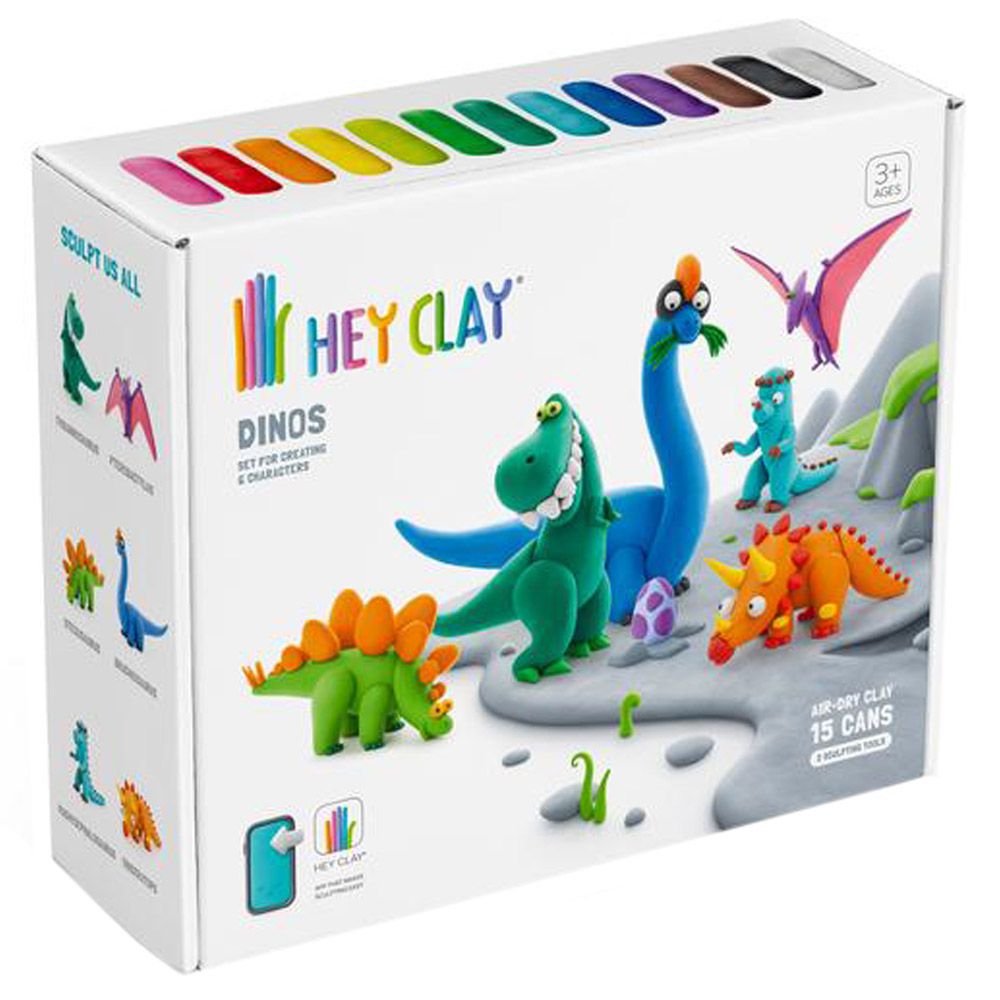 Hey Clay - Dinos Modelling Air Dry Clay Kit - 15pcs