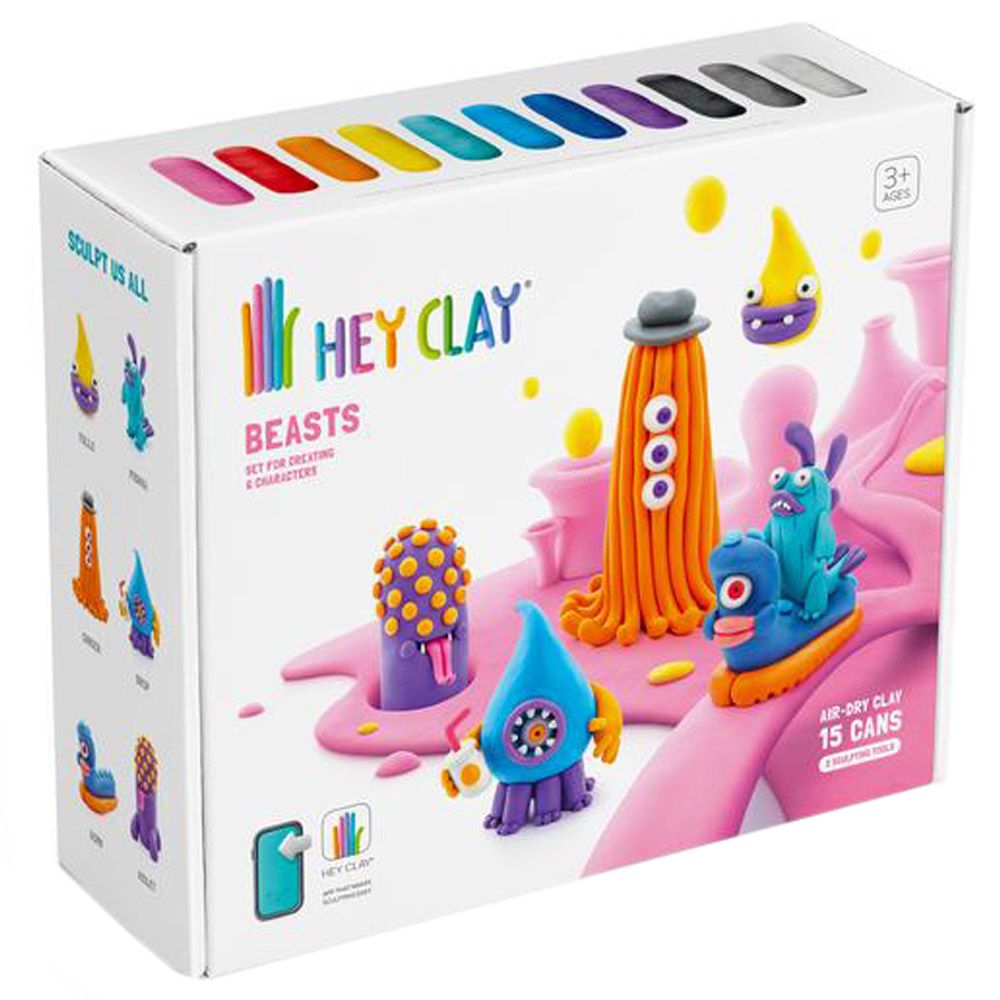 Hey Clay - Beasts Modelling Air Dry Clay Kit - 15pcs