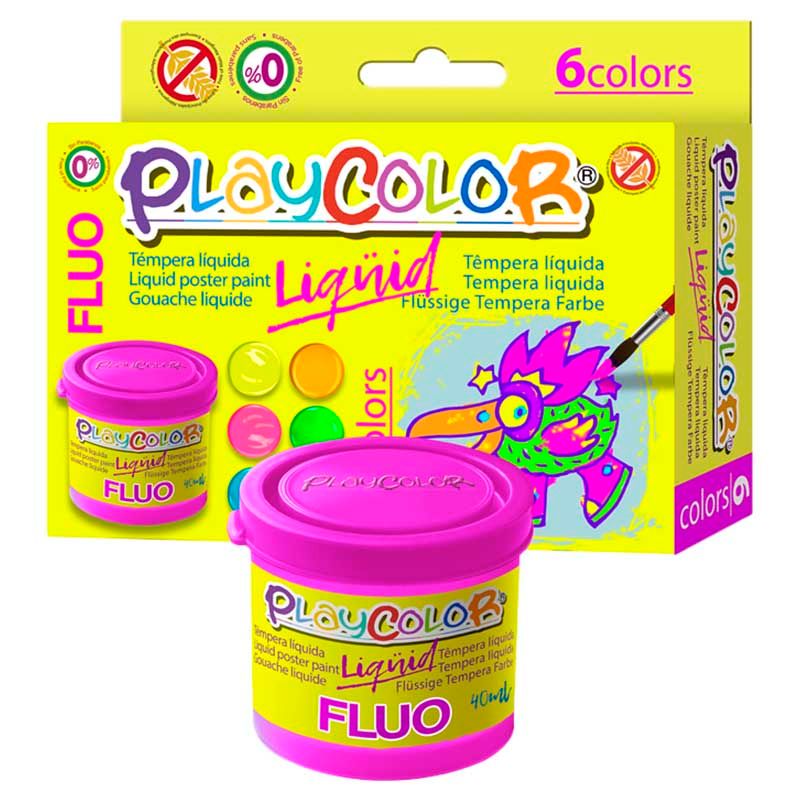 Playcolor - Liquid Fluo Colour 40ml - 6pcs