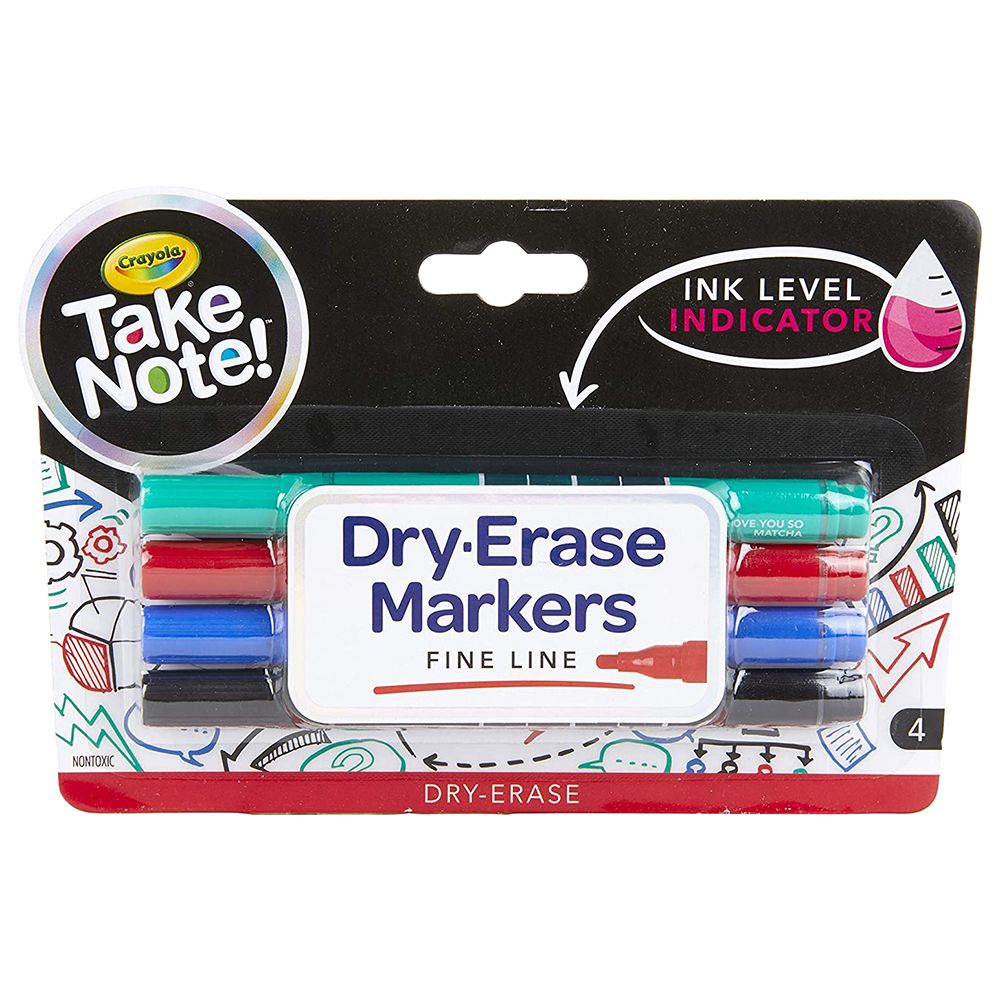 Crayola - Low Odor Dry Erase Markers, Fine Tip, Pack of 4