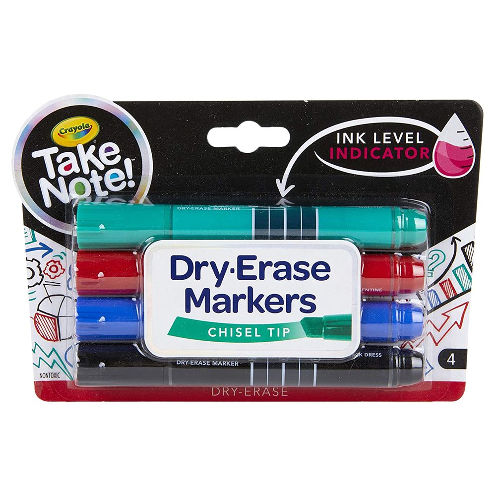 Crayola - Take Note Colored Dry Erase Markers, Pack of 4