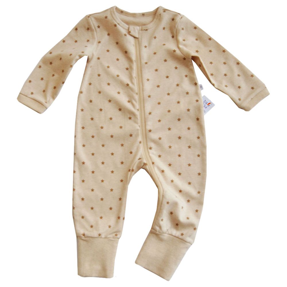 Tickle Tickle - Lil Star Dust Zipup Sleepsuit Caramel